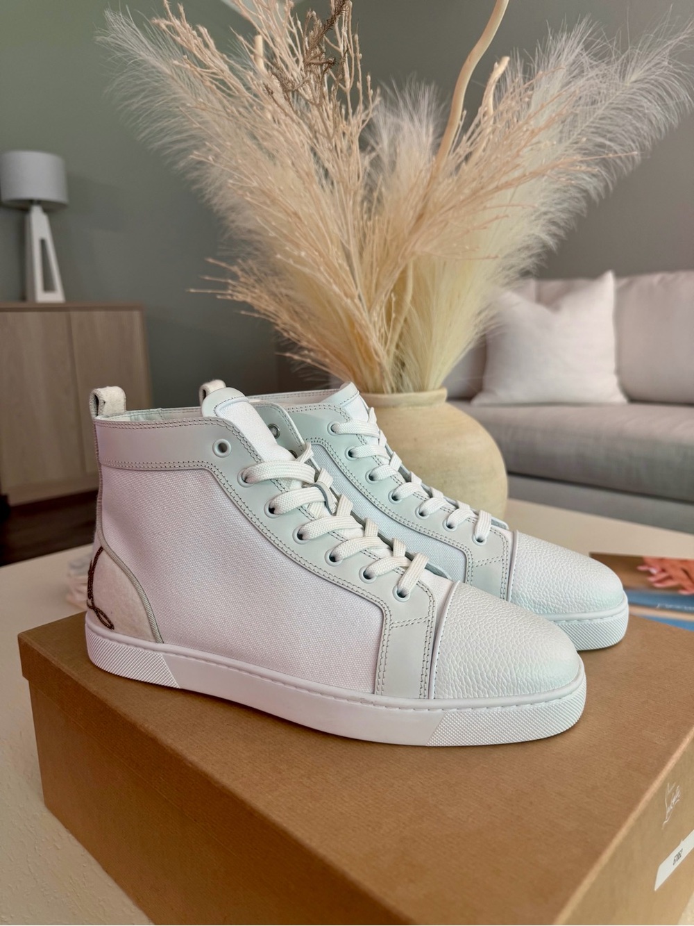 Christian Louboutin White High-Top Sneakers US men size 10